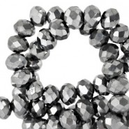 Top Glas Facett Glasschliffperlen 4x3mm rondellen Grey metallic-pearl shine coating